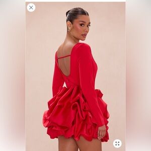 Fashion Nova Red Bubble Skirt Dress